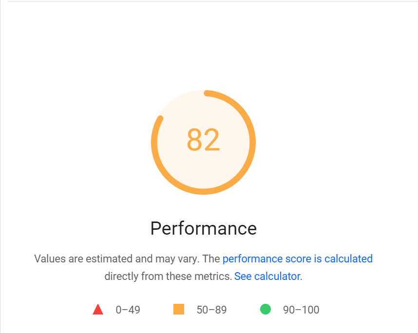 Performance Score - Google PageSpeed Insights