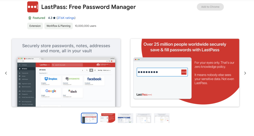 LastPass Chrome Extension