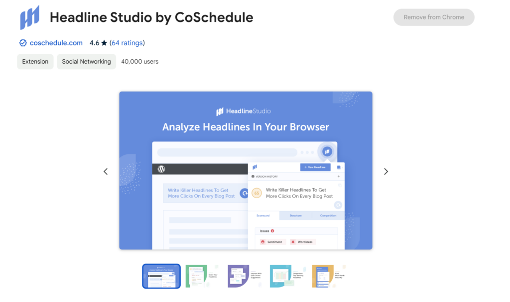 Headline Studio by CoSchedule Marketing Chrome Extension