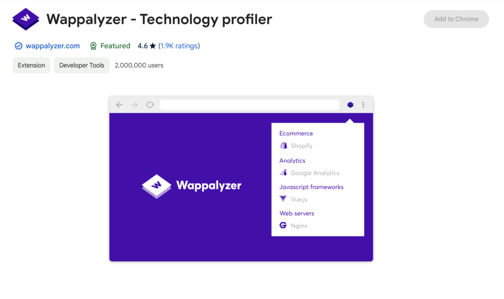 Wappalyzer Marketing Chrome Extension