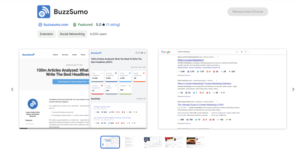 BuzzSumo Marketing Chrome Extension