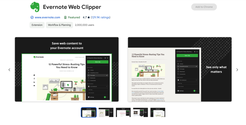 Evernote Web Clipper Marketing Chrome Extension