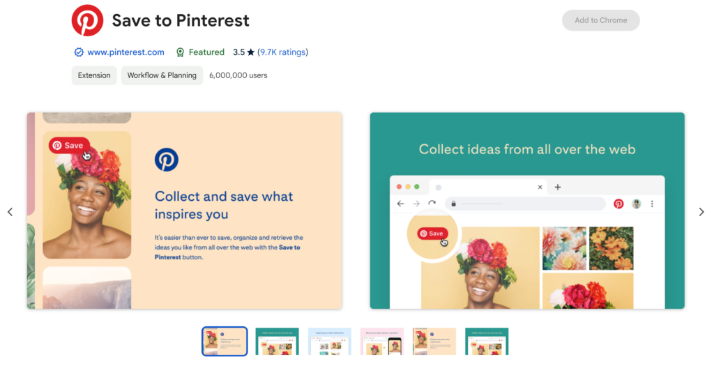 Save to Pinterest Chrome Extension
